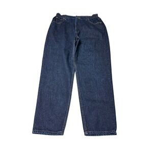 LL Bean Double L Comfort Waist Jeans Womens 14 W32 L28 Dark‎ Wash Denim Straight